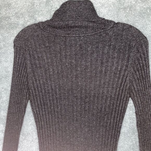 BCBG Maxazria Dress Womens Large Grey Wool Angora‎ Cashmere Turtleneck Ribbed - Picture 9 of 11